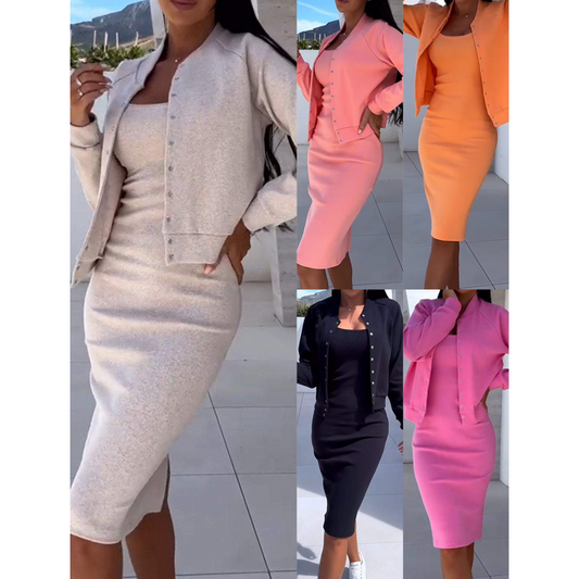 🌸💐Set aus figurbetontem Kleid und Jacke mit Spaghettiträgern🚀Kaufen Sie 2 und erhalten Sie kostenlosen Versand🚀