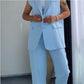 💖Stilvolles Set aus ärmellosem Blazer und hoch taillierter Hose für Damen