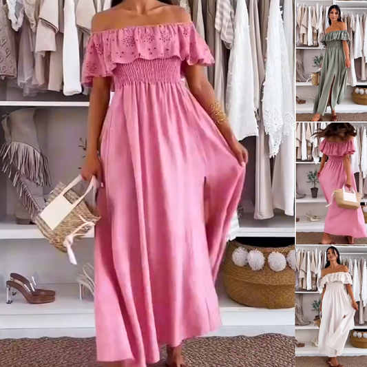 Stilvolles schulterfreies, knöchellanges Kleid für Damen