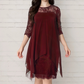👑Vestido elegante para mulher com bainha assimétrica e sobreposição de renda🌺