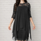 👑Vestido elegante para mulher com bainha assimétrica e sobreposição de renda🌺