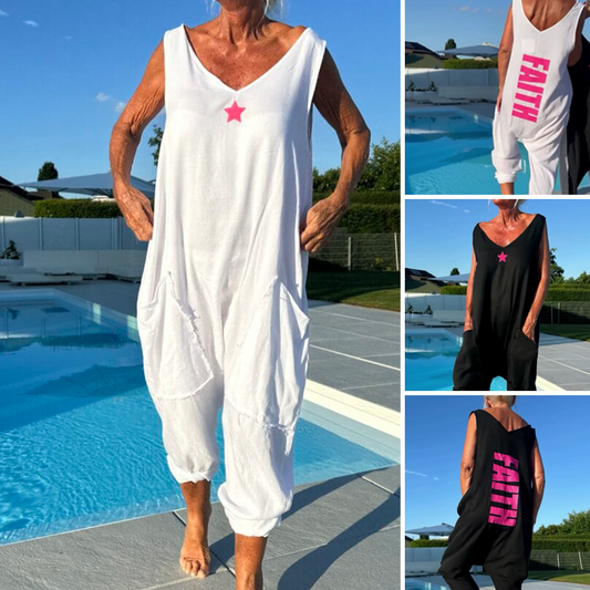 Lockerer ärmelloser Jumpsuit mit V-Ausschnitt für Damen im Sommer