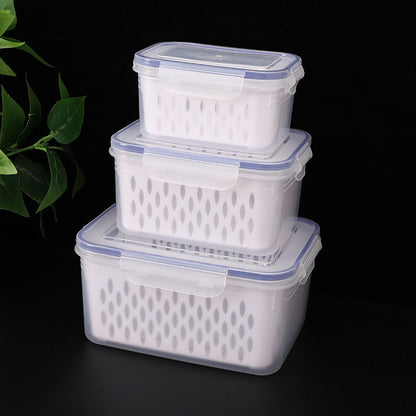⚡Promoção Relâmpago 50% Desconto🍇 Conjunto de 3 Recipientes para Armazenar Fruta no Frigorífico com Escorredor Removível