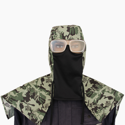 Poncho multifuncional à prova de poeira com capuz, máscara facial e óculos antiembaciamento