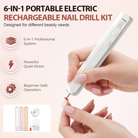 Kit portátil recarregável 6 em 1 para perfuração de unhas