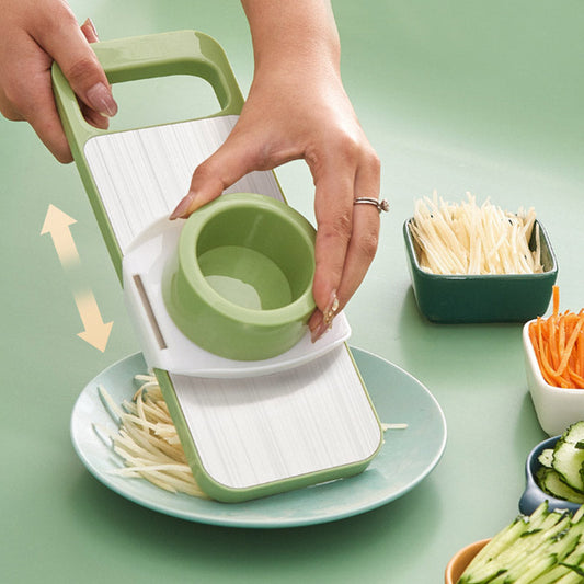 📢 50% DE DESCONTO AGORA! 🔪 Picador de cozinha multifuncional com proteção para as mãos – 3 lâminas, base antiderrapante e corte rápido de vegetais 🥕⚠️📦