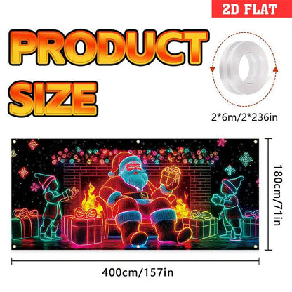 📢📢50% de desconto🎅Banner para porta de garagem com tema de Natal (reativo à luz UV)