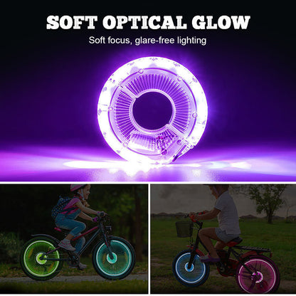 🎄 Oferta de Natal – SEMPRE 50% DESCONTO! ✨ Luzes coloridas para rodas de bicicleta (7 cores + 18 modos de iluminação) – Seguras e super elegantes para pedalar à noite!