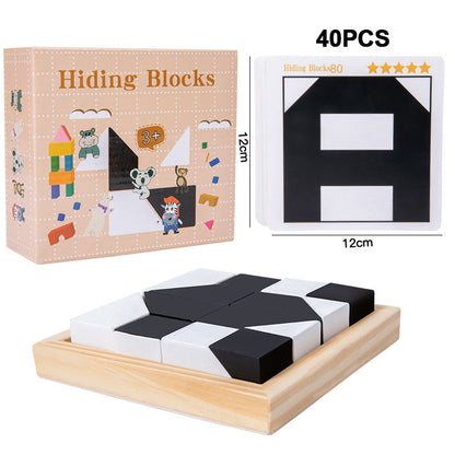 🔥Super promoção com 50% de desconto🔥Conjunto de quebra-cabeças criativos em blocos preto e branco para crianças