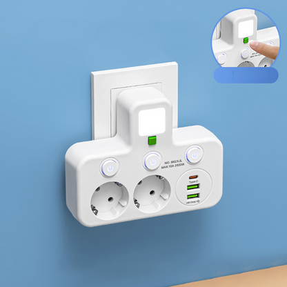 💡 Adaptador de tomada UE com 4 entradas – Interruptores independentes, design compacto e segurança máxima 🏠