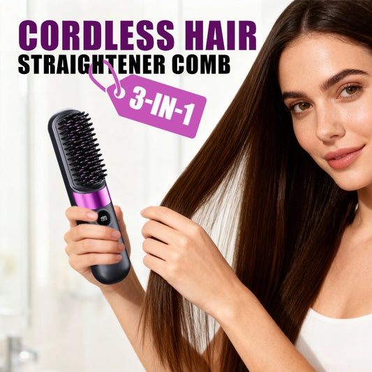 ⏳Oferta por tempo limitado⏰Pente alisador de cabelo portátil sem fios 3 em 1