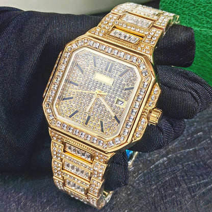📢📢60% DE DESCONTO! Relógio de luxo quadrado com strass – Brilho deslumbrante, resistente a riscos e fecho seguro! ✨⌚