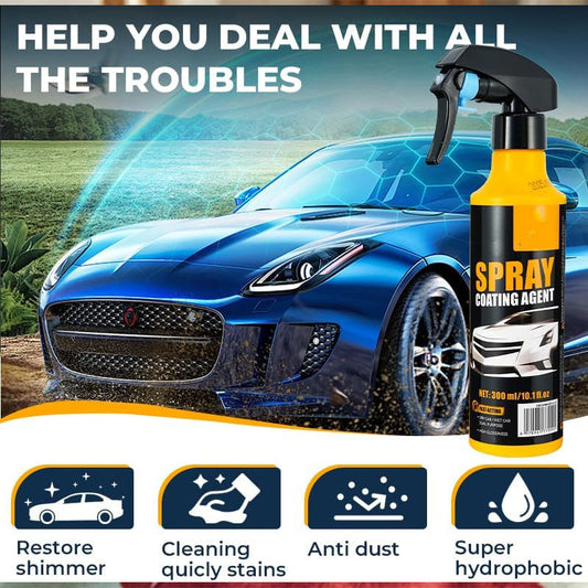 Spray Cerâmico SiO₂ 3 em 1 Quick Coat – Lavagem sem água, Brilho sem riscos e Proteção contra a chuva