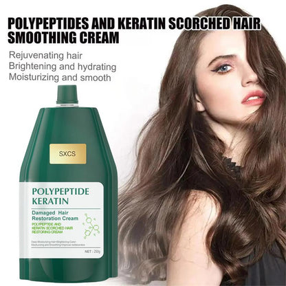 ⏳Desconto de 50% por tempo limitado⏰Creme hidratante e alisante com polipeptídeo de queratina para reparar os danos do cabelo🥇