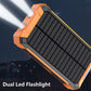 ⚡Portable Solar Power Bank, Solar Powered Charger with Dual LED Flashlights, Power Bank for Travel, Camping