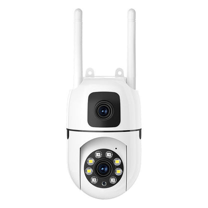 🔍🔍Câmara de segurança com lente dupla 4K e rotação panorâmica e inclinação de 360° – Câmara de vigilância Wi-Fi para exterior