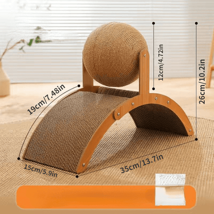 💖50% DESCONTO!🐱Bola arranhadora de sisal natural para gatos com almofada de cartão✨