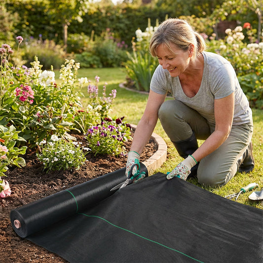 🌿 50% DESCONTO JÁ! ⛏️ Tecido anti-ervas daninhas – Bloqueia a luz solar, respirável e durável – Perfeito para canteiros e caminhos – reduz o esforço na remoção de ervas daninhas 🌱✨