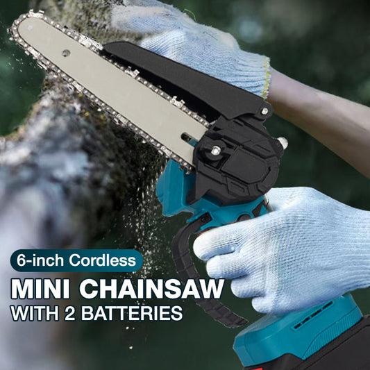 🔥Promoção por tempo limitado: 50% de desconto🔥Mini motosserra sem fios de 15 cm com 2 baterias
