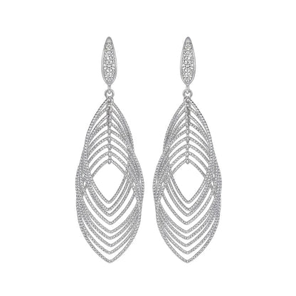 Brincos pendentes com folhas sobrepostas para mulher