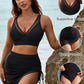 Conjunto de biquíni feminino de cintura alta em malha