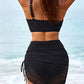 Conjunto de biquíni feminino de cintura alta em malha