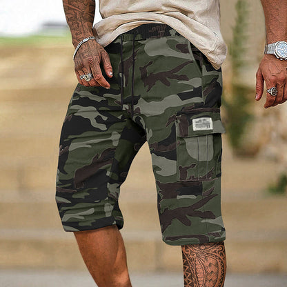 📢📢GRANDE PROMOÇÃO!!⏰Calções Cargo Camuflados para Homem – Multibolsos, Cintura Ajustável e Tecido Respirável (2XS–3XL) 🌿🩳