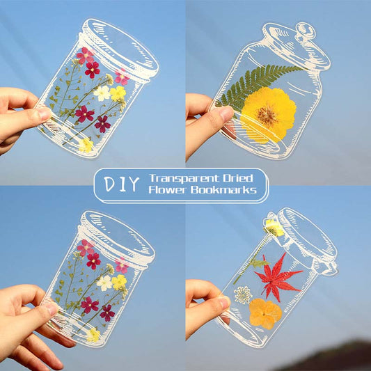 Marcadores de livros transparentes com flores secas DIY