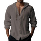 💎 50% DE DESCONTO EM MOLETONS COM CAPUZ PARA HOMEM! 💎 Camisola casual de manga comprida em cor sólida – fecho de botões à frente, capuz com cordão e tecido misto respirável