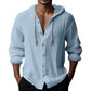 💎 50% DE DESCONTO EM MOLETONS COM CAPUZ PARA HOMEM! 💎 Camisola casual de manga comprida em cor sólida – fecho de botões à frente, capuz com cordão e tecido misto respirável