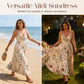 👗Novidades com 50% de desconto!🥰🌸 Vestido midi com alças finas e padrão floral em tamanhos grandes – Lisonjeador, confortável e naturalmente chique 👗✨