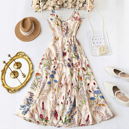 👗Novidades com 50% de desconto!🥰🌸 Vestido midi com alças finas e padrão floral em tamanhos grandes – Lisonjeador, confortável e naturalmente chique 👗✨