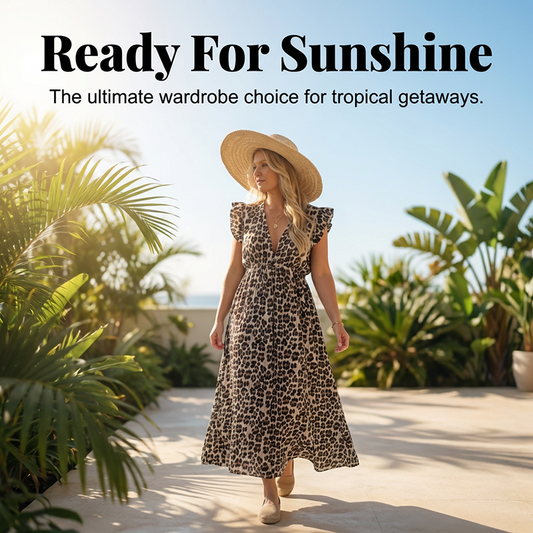 Vestido feminino com decote em V e mangas esvoaçantes estampado