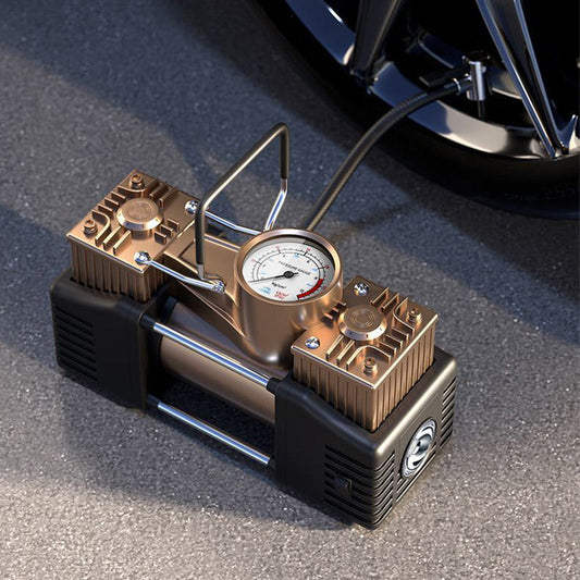 Inflador portátil de pneus com manómetro e 3 bicos