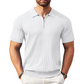 Camisa de malha canelada com fecho e manga curta para homem