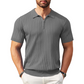 Camisa de malha canelada com fecho e manga curta para homem