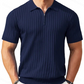 Camisa de malha canelada com fecho e manga curta para homem