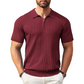Camisa de malha canelada com fecho e manga curta para homem