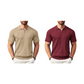 Camisa de malha canelada com fecho e manga curta para homem
