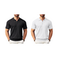 Camisa de malha canelada com fecho e manga curta para homem