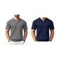 Camisa de malha canelada com fecho e manga curta para homem