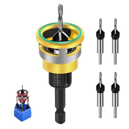 🔧 50% DE DESCONTO AGORA! 🔩 Conjunto de brocas de escarear para madeira – Paragem automática de profundidade, 4 gumes e ajuste de precisão 🛠️