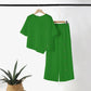 🥰 Conjunto de duas peças para mulher: top com bainha assimétrica e calças de perna larga