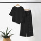 🥰 Conjunto de duas peças para mulher: top com bainha assimétrica e calças de perna larga