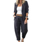 🥳PROMOÇÃO DE 2026🥳💞Mais de 50 mil unidades vendidas!🎀💫 50% DE DESCONTO! Conjunto de calças justas e blazer para mulher – Design com abertura frontal, corte descontraído. As cores neutras combinam com tudo. Elegância natural para qualquer ocasião. 🛡️🕊️