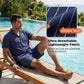 Conjunto de roupa de praia com riscas verticais para homem