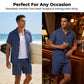 Conjunto de roupa de praia com riscas verticais para homem