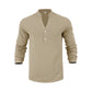 Camiseta Henley casual de outono para homem