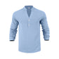 Camiseta Henley casual de outono para homem