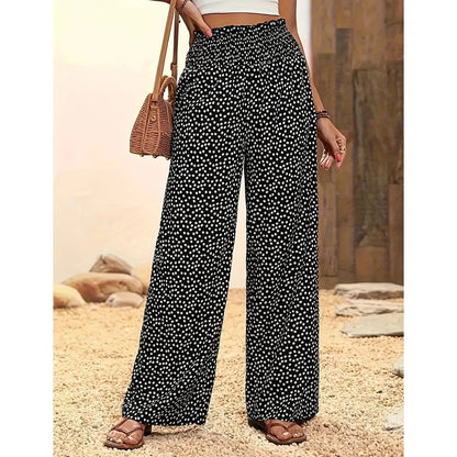 📢📢40% DE DESCONTO !!!⏰⏰Calças femininas de cintura alta e perna larga com franzido👖